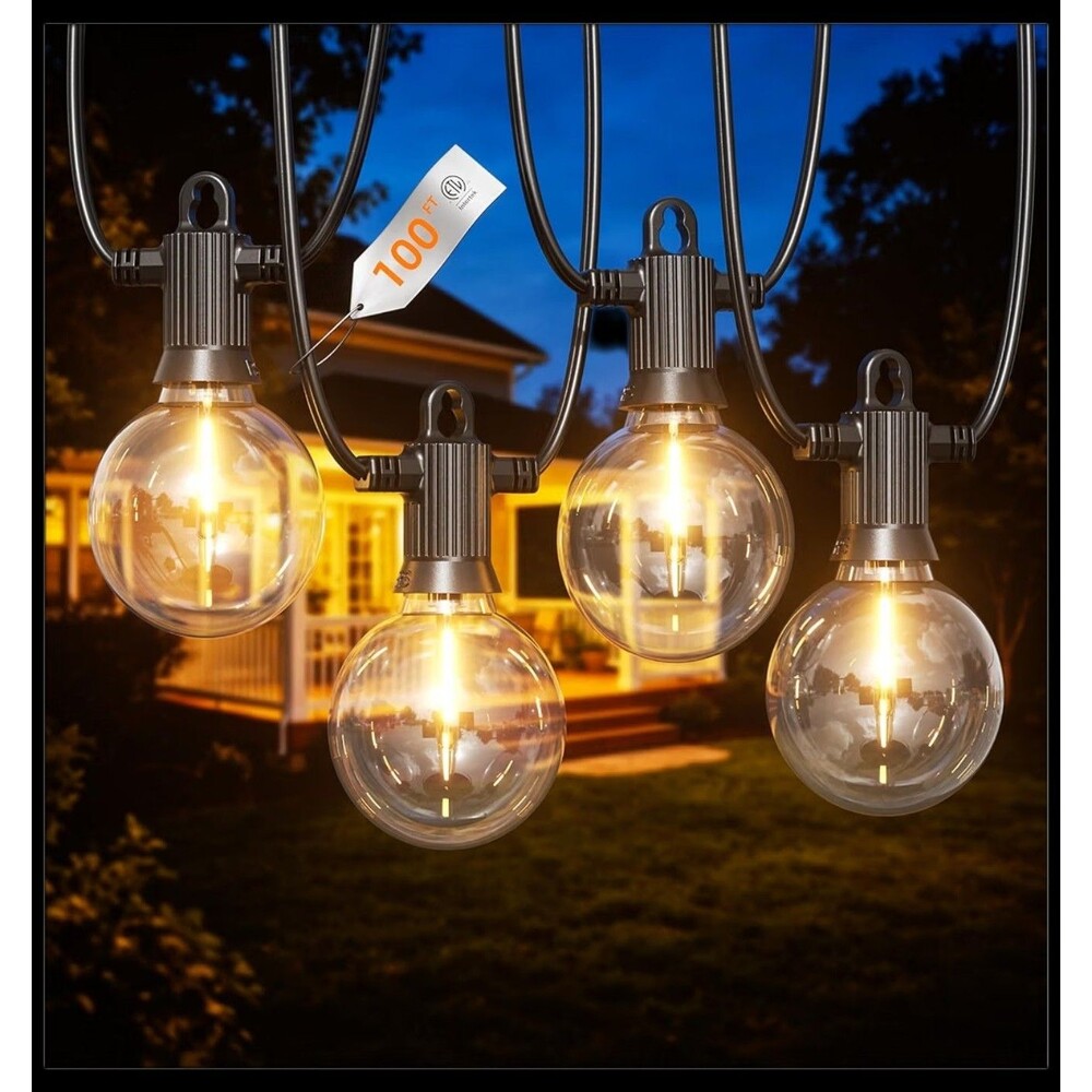 Outdoor String Lights Waterproof, 100FT LED Patio Lights with 50 Shatterproof...